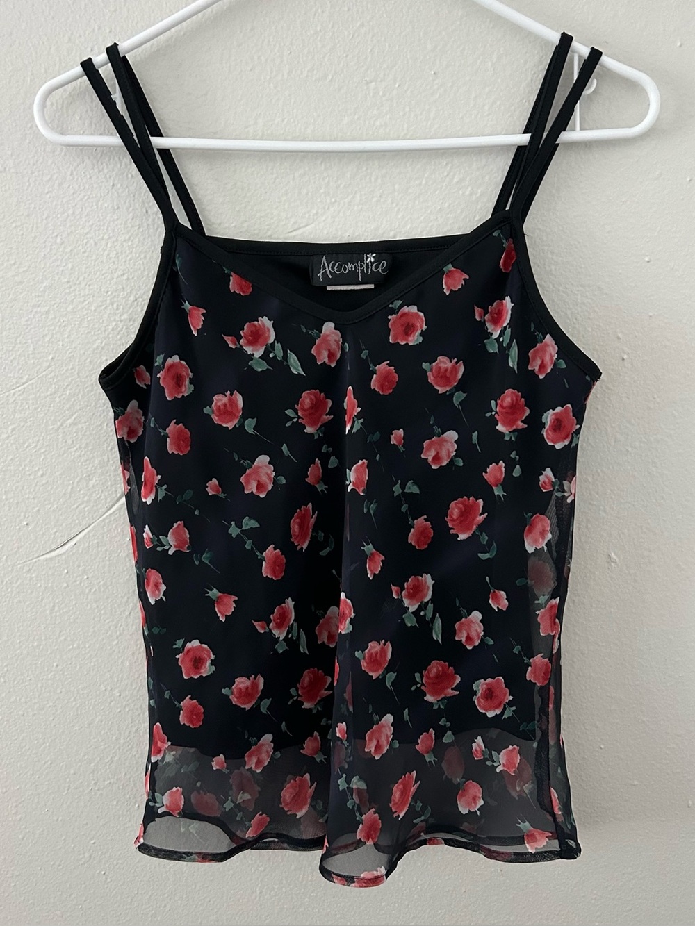 VTG Accomplice Rose Floral Layered Babydoll Tank Top M Y2K 90s Whimsigoth Grunge